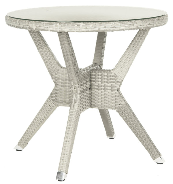 Safavieh LANGER Round Accent Table - Stylish Grey Wicker Design for Indoor & Outdoor Living Spaces, Durable & Versatile PAT4006A