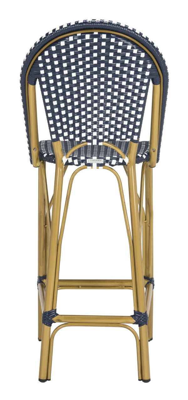 Safavieh FORD Barstool - Elegant French Bistro Design for Indoor & Outdoor Use, Stylish Seating Option Navy / White PAT4008A