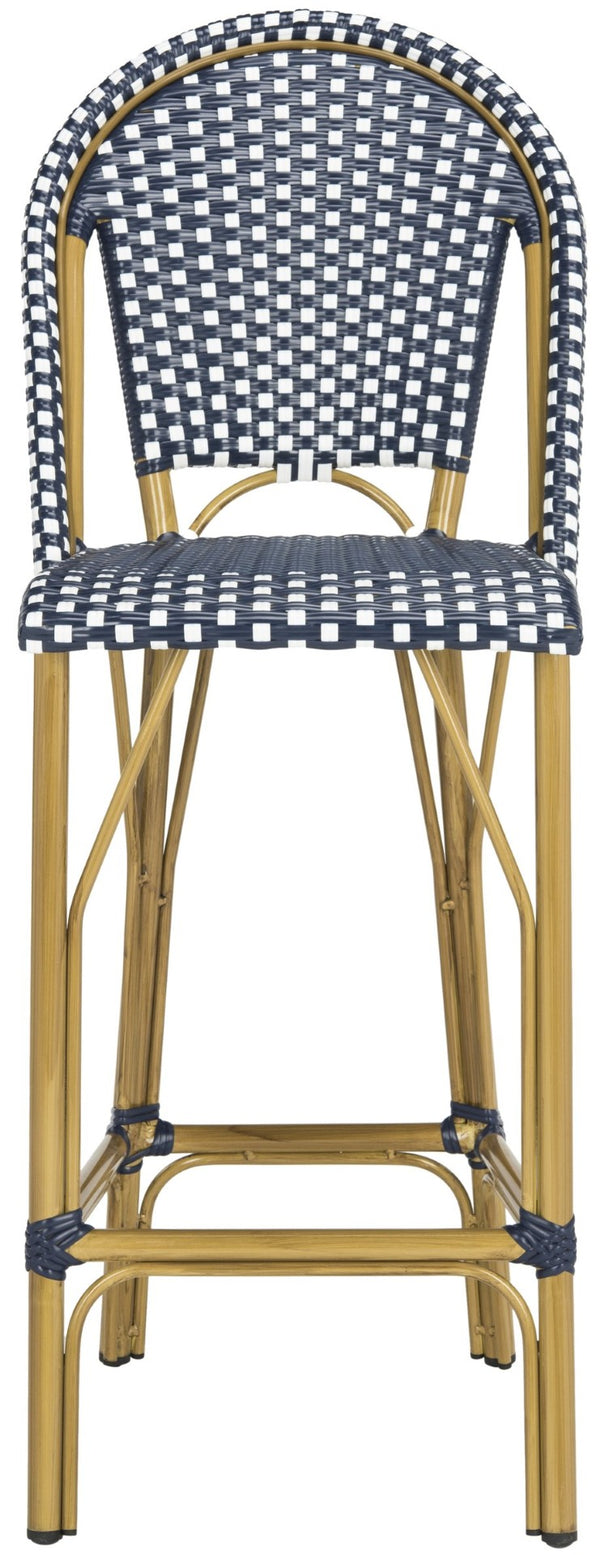 Safavieh FORD Barstool - Elegant French Bistro Design for Indoor & Outdoor Use, Stylish Seating Option Navy / White PAT4008A