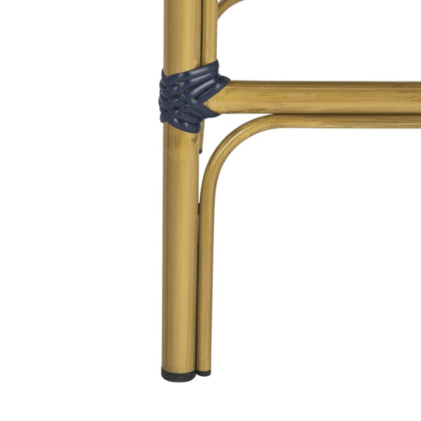 Safavieh FORD Barstool - Elegant French Bistro Design for Indoor & Outdoor Use, Stylish Seating Option Navy / White PAT4008A