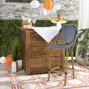 Safavieh FORD Barstool - Elegant French Bistro Design for Indoor & Outdoor Use, Stylish Seating Option Navy / White PAT4008A