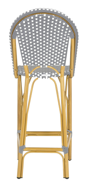 Safavieh FORD Barstool - Elegant French Bistro Design for Indoor & Outdoor Use, Stylish Seating Option Grey / White PAT4008B