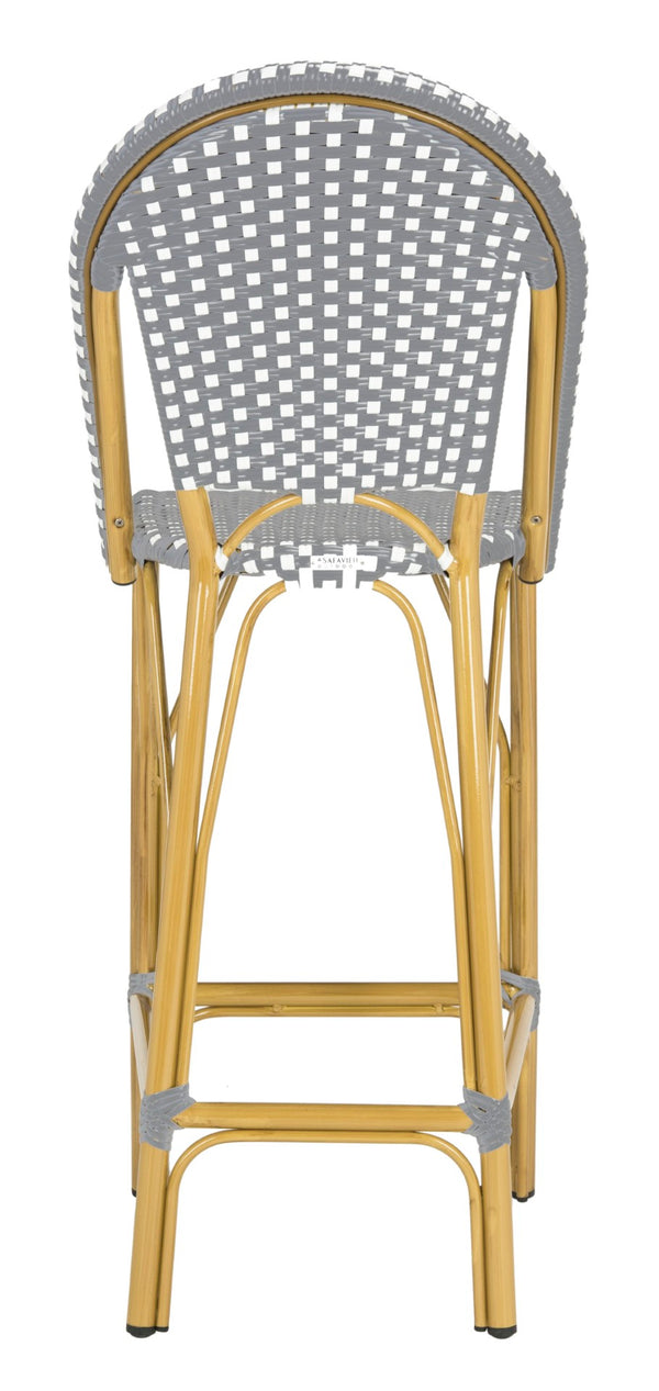 Safavieh FORD Barstool - Elegant French Bistro Design for Indoor & Outdoor Use, Stylish Seating Option Grey / White PAT4008B
