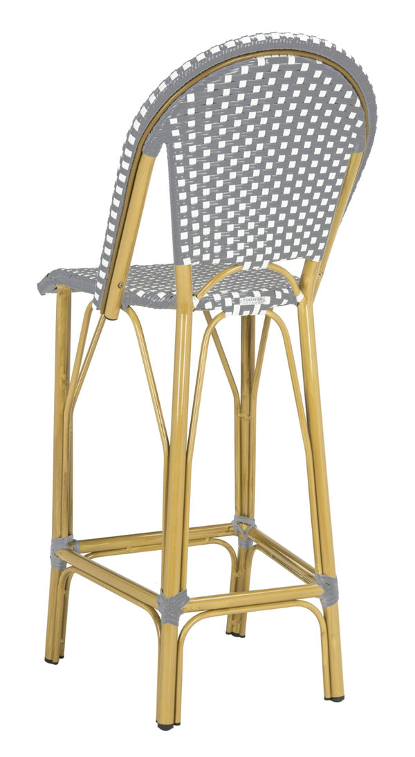 Safavieh FORD Barstool - Elegant French Bistro Design for Indoor & Outdoor Use, Stylish Seating Option Grey / White PAT4008B