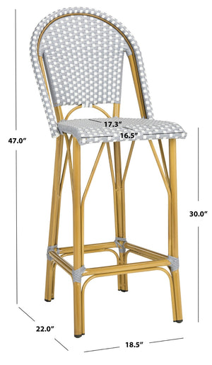 Safavieh FORD Barstool - Elegant French Bistro Design for Indoor & Outdoor Use, Stylish Seating Option Grey / White PAT4008B
