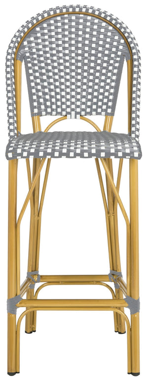 Safavieh FORD Barstool - Elegant French Bistro Design for Indoor & Outdoor Use, Stylish Seating Option Grey / White PAT4008B