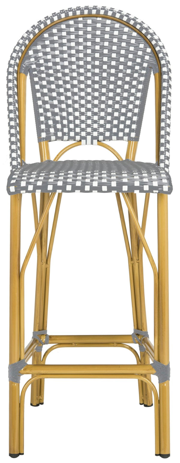 Safavieh FORD Barstool - Elegant French Bistro Design for Indoor & Outdoor Use, Stylish Seating Option Grey / White PAT4008B