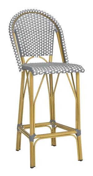 Safavieh FORD Barstool - Elegant French Bistro Design for Indoor & Outdoor Use, Stylish Seating Option Grey / White PAT4008B