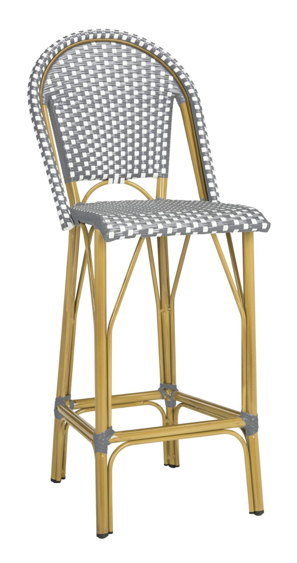 Safavieh FORD Barstool - Elegant French Bistro Design for Indoor & Outdoor Use, Stylish Seating Option Grey / White PAT4008B