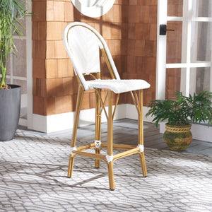Safavieh FORD Barstool - Elegant French Bistro Design for Indoor & Outdoor Use, Stylish Seating Option White PAT4008C