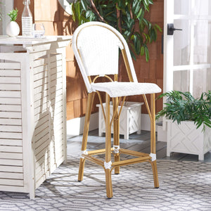 Safavieh FORD Barstool - Elegant French Bistro Design for Indoor & Outdoor Use, Stylish Seating Option White PAT4008C