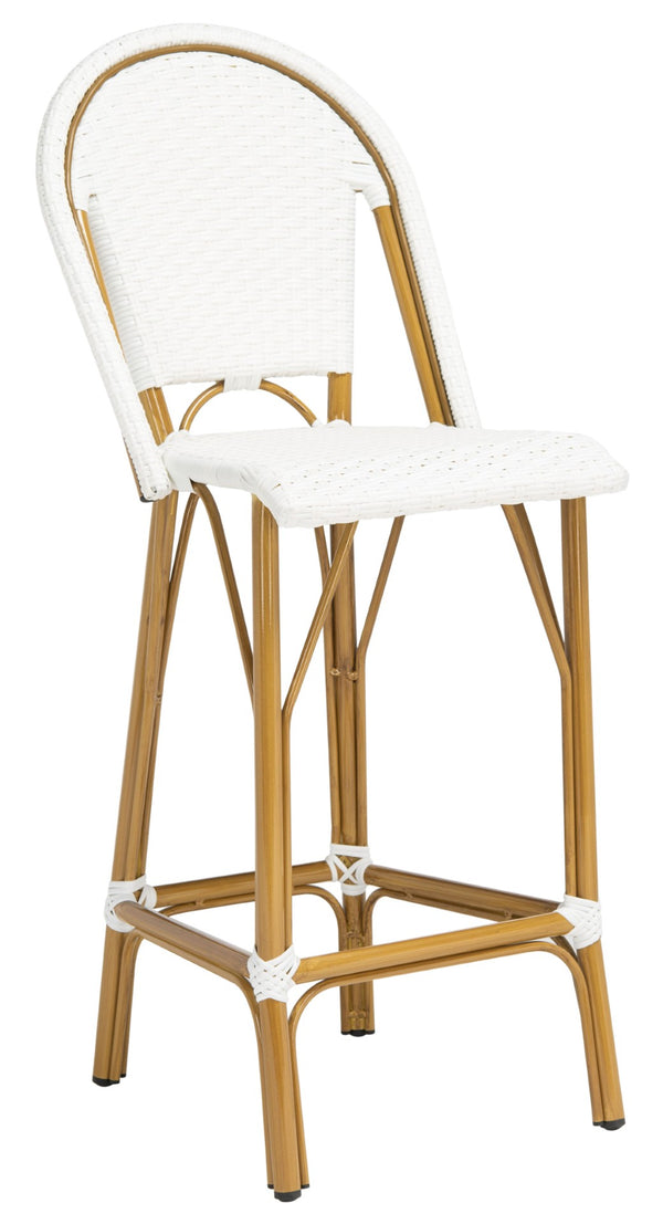 Safavieh FORD Barstool - Elegant French Bistro Design for Indoor & Outdoor Use, Stylish Seating Option White PAT4008C