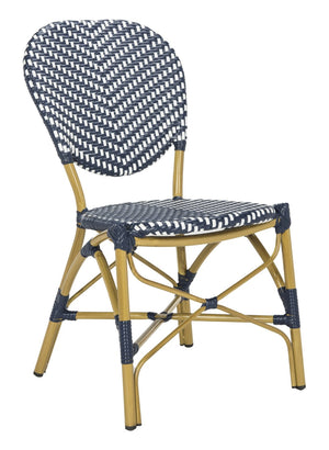 Safavieh LISBETH Side Chair - Chic French Bistro Design for Indoor & Outdoor Spaces, Durable & Stylish Seating Navy / White PAT4010A-SET2