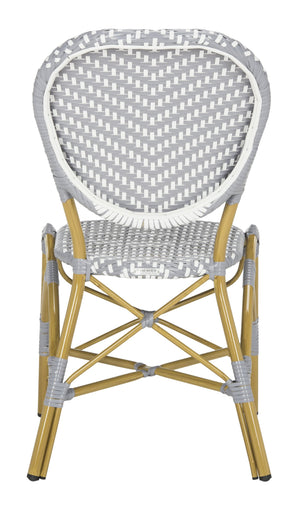 Safavieh Lisbeth Stylish Outdoor Side Chair In Grey And White - Perfect For Patios And Gardens, M2 Collection Grey ,White Pe Wicker,Aluminium Pat4010b