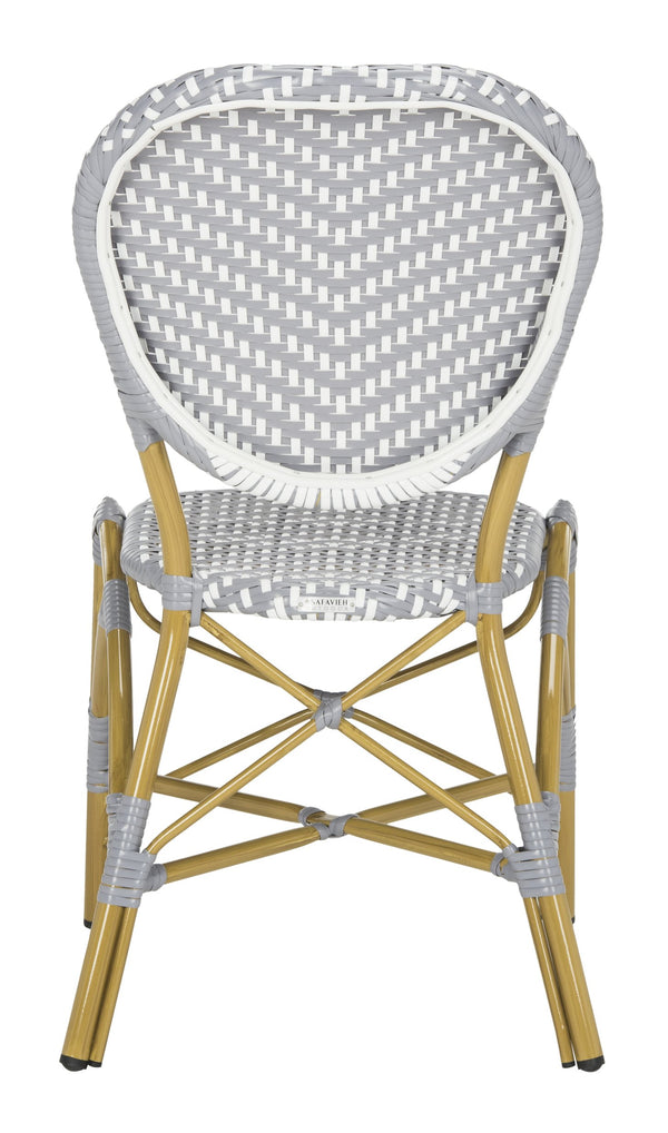 Safavieh Lisbeth Stylish Outdoor Side Chair In Grey And White - Perfect For Patios And Gardens, M2 Collection Grey ,White Pe Wicker,Aluminium Pat4010b
