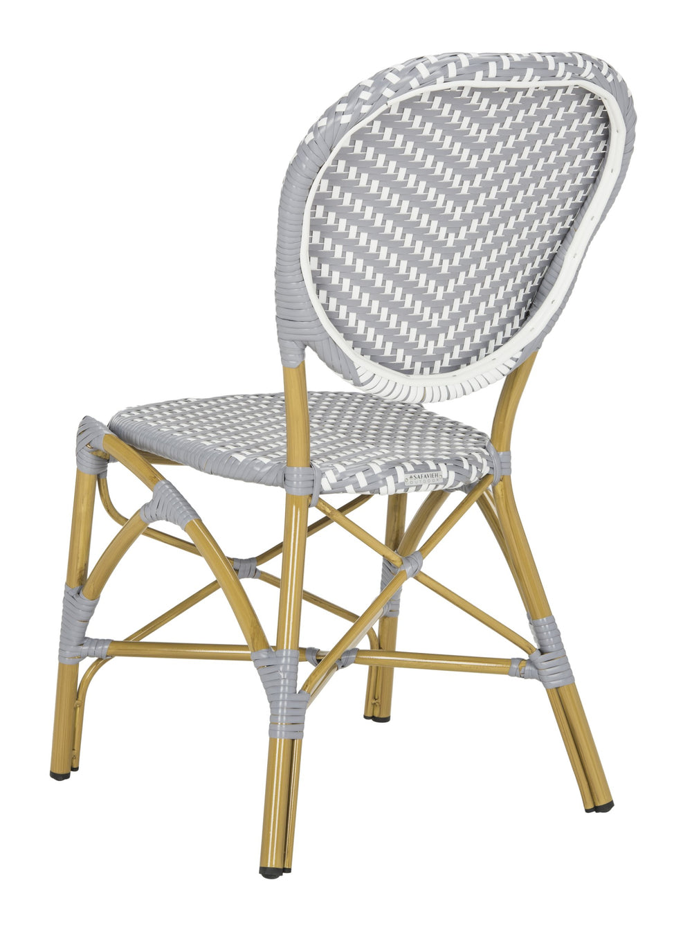 Safavieh Lisbeth Stylish Outdoor Side Chair In Grey And White - Perfect For Patios And Gardens, M2 Collection Grey ,White Pe Wicker,Aluminium Pat4010b