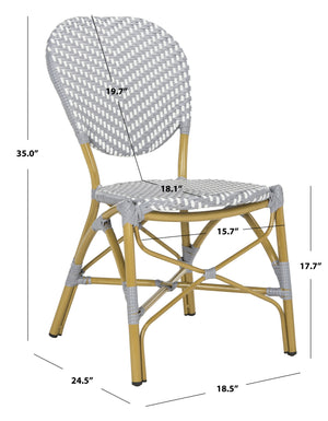 Safavieh Lisbeth Stylish Outdoor Side Chair In Grey And White - Perfect For Patios And Gardens, M2 Collection Grey ,White Pe Wicker,Aluminium Pat4010b