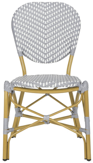 Safavieh Lisbeth Stylish Outdoor Side Chair In Grey And White - Perfect For Patios And Gardens, M2 Collection Grey ,White Pe Wicker,Aluminium Pat4010b