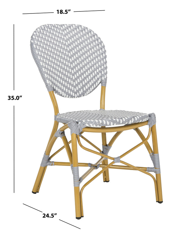 Safavieh Lisbeth Stylish Outdoor Side Chair In Grey And White - Perfect For Patios And Gardens, M2 Collection Grey ,White Pe Wicker,Aluminium Pat4010b