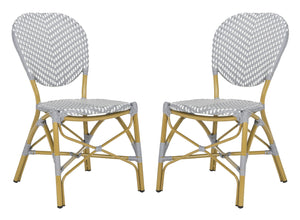 Safavieh Lisbeth Stylish Outdoor Side Chair In Grey And White - Perfect For Patios And Gardens, M2 Collection Grey ,White Pe Wicker,Aluminium Pat4010b