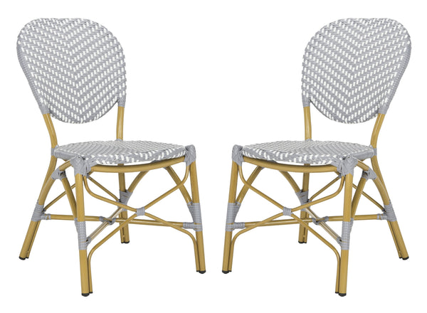 Safavieh Lisbeth Stylish Outdoor Side Chair In Grey And White - Perfect For Patios And Gardens, M2 Collection Grey ,White Pe Wicker,Aluminium Pat4010b