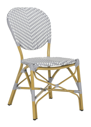 Safavieh Lisbeth Stylish Outdoor Side Chair In Grey And White - Perfect For Patios And Gardens, M2 Collection Grey ,White Pe Wicker,Aluminium Pat4010b