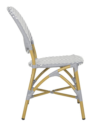 Safavieh Lisbeth Stylish Outdoor Side Chair In Grey And White - Perfect For Patios And Gardens, M2 Collection Grey ,White Pe Wicker,Aluminium Pat4010b