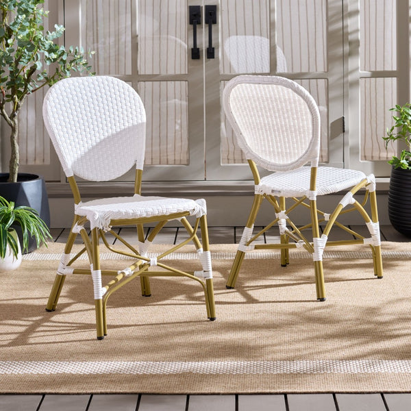 Safavieh LISBETH Side Chair - Chic French Bistro Design for Indoor & Outdoor Spaces, Durable & Stylish Seating White PAT4010C-SET2