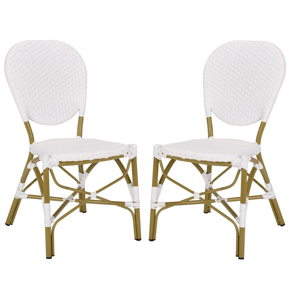 Safavieh LISBETH Side Chair - Chic French Bistro Design for Indoor & Outdoor Spaces, Durable & Stylish Seating White PAT4010C-SET2