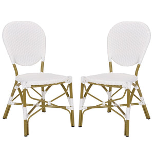Safavieh LISBETH Side Chair - Chic French Bistro Design for Indoor & Outdoor Spaces, Durable & Stylish Seating White PAT4010C-SET2