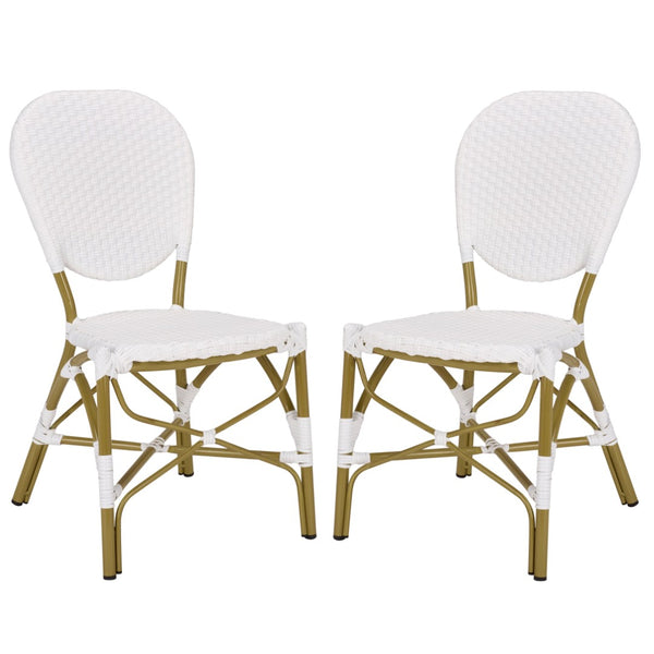 Safavieh LISBETH Side Chair - Chic French Bistro Design for Indoor & Outdoor Spaces, Durable & Stylish Seating White PAT4010C-SET2