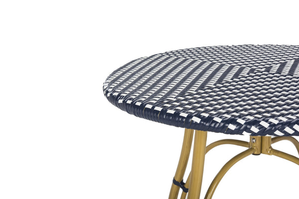 Safavieh KYLIE Bistro Table - Classic Rattan Design for Café-Style Charm in Indoor and Outdoor Spaces Navy / White PAT4011A