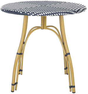 Safavieh KYLIE Bistro Table - Classic Rattan Design for Café-Style Charm in Indoor and Outdoor Spaces Navy / White PAT4011A
