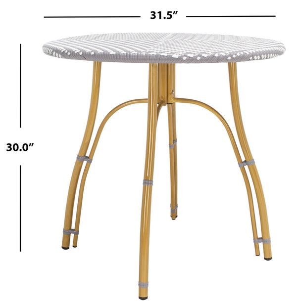 Safavieh KYLIE Bistro Table - Classic Rattan Design for Café-Style Charm in Indoor and Outdoor Spaces Grey / White PAT4011B