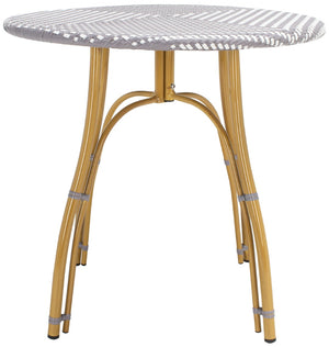 Safavieh KYLIE Bistro Table - Classic Rattan Design for Café-Style Charm in Indoor and Outdoor Spaces Grey / White PAT4011B