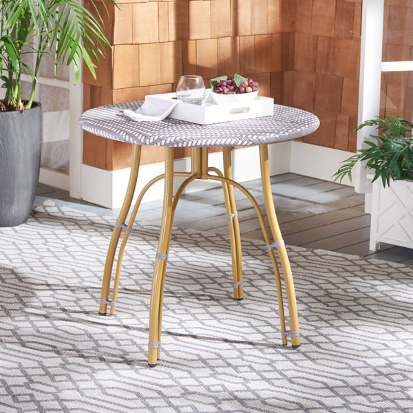 Safavieh KYLIE Bistro Table - Classic Rattan Design for Café-Style Charm in Indoor and Outdoor Spaces Grey / White PAT4011B