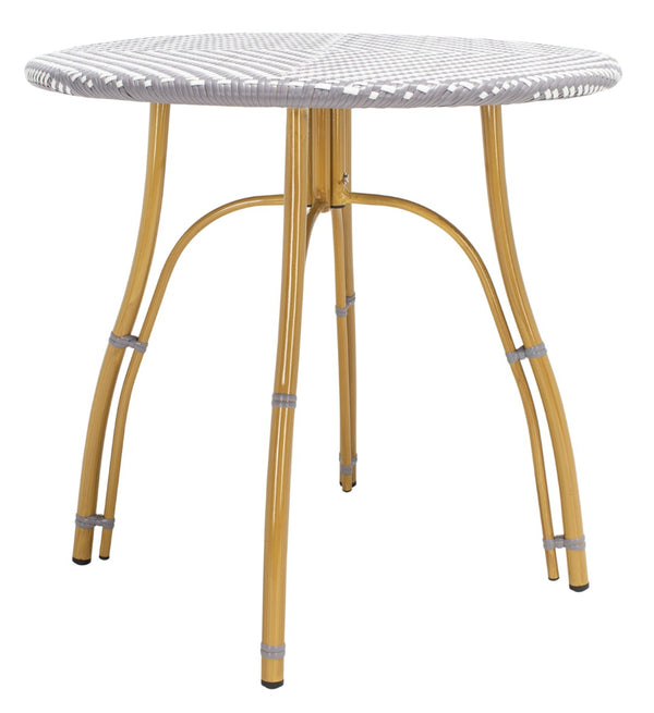 Safavieh KYLIE Bistro Table - Classic Rattan Design for Café-Style Charm in Indoor and Outdoor Spaces Grey / White PAT4011B