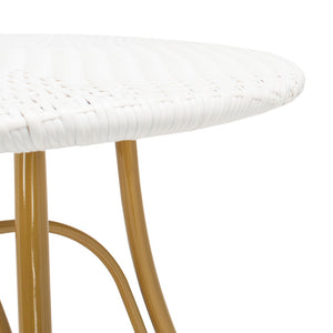 Safavieh KYLIE Bistro Table - Classic Rattan Design for Café-Style Charm in Indoor and Outdoor Spaces White PAT4011C