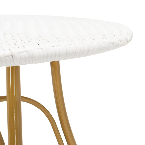 Safavieh KYLIE Bistro Table - Classic Rattan Design for Café-Style Charm in Indoor and Outdoor Spaces White PAT4011C