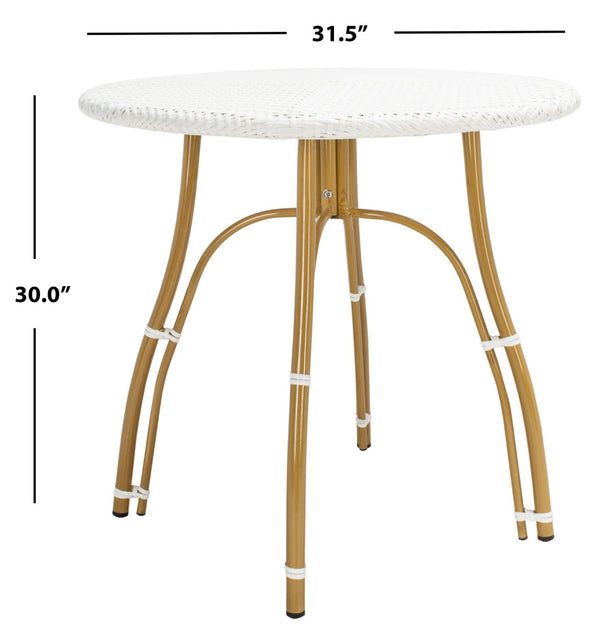 Safavieh KYLIE Bistro Table - Classic Rattan Design for Café-Style Charm in Indoor and Outdoor Spaces White PAT4011C