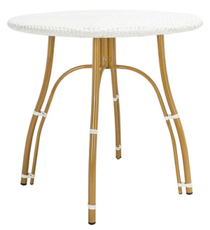 Safavieh KYLIE Bistro Table - Classic Rattan Design for Café-Style Charm in Indoor and Outdoor Spaces White PAT4011C