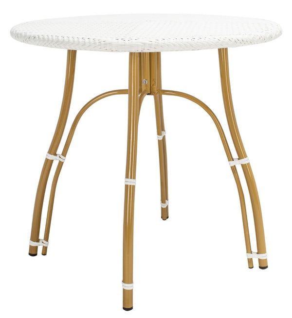Safavieh KYLIE Bistro Table - Classic Rattan Design for Café-Style Charm in Indoor and Outdoor Spaces White PAT4011C