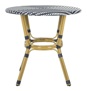 Safavieh SIDFORD Bistro Table - Elegant French Rattan Design for Indoor & Outdoor Spaces, Perfect for Dining Navy / White PAT4012A