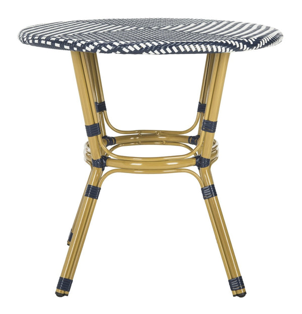 Safavieh SIDFORD Bistro Table - Elegant French Rattan Design for Indoor & Outdoor Spaces, Perfect for Dining Navy / White PAT4012A