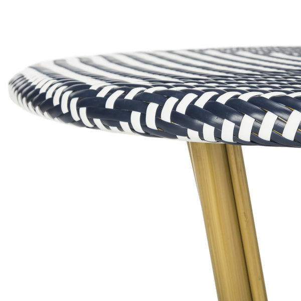 Safavieh SIDFORD Bistro Table - Elegant French Rattan Design for Indoor & Outdoor Spaces, Perfect for Dining Navy / White PAT4012A