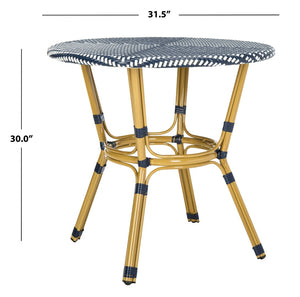 Safavieh SIDFORD Bistro Table - Elegant French Rattan Design for Indoor & Outdoor Spaces, Perfect for Dining Navy / White PAT4012A