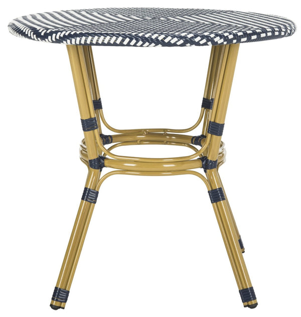 Safavieh SIDFORD Bistro Table - Elegant French Rattan Design for Indoor & Outdoor Spaces, Perfect for Dining Navy / White PAT4012A