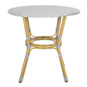 Safavieh SIDFORD Bistro Table - Elegant French Rattan Design for Indoor & Outdoor Spaces, Perfect for Dining Grey / White PAT4012B