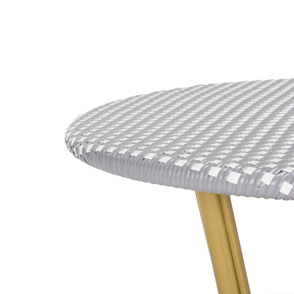 Safavieh SIDFORD Bistro Table - Elegant French Rattan Design for Indoor & Outdoor Spaces, Perfect for Dining Grey / White PAT4012B