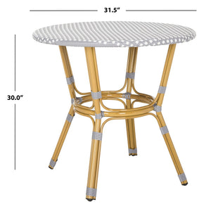 Safavieh SIDFORD Bistro Table - Elegant French Rattan Design for Indoor & Outdoor Spaces, Perfect for Dining Grey / White PAT4012B